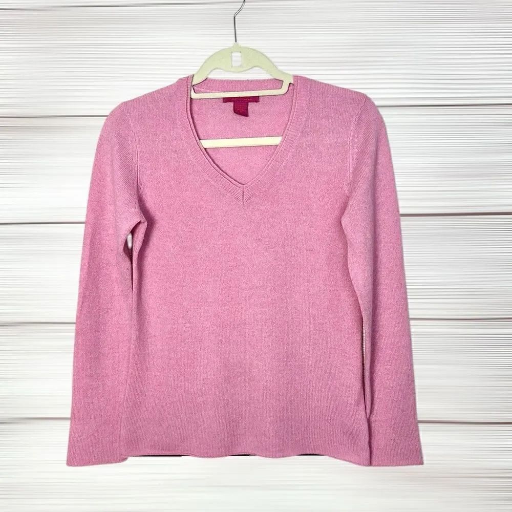 CACHE Cashmere Pink Sweater Pullover V-neck Women’s size S